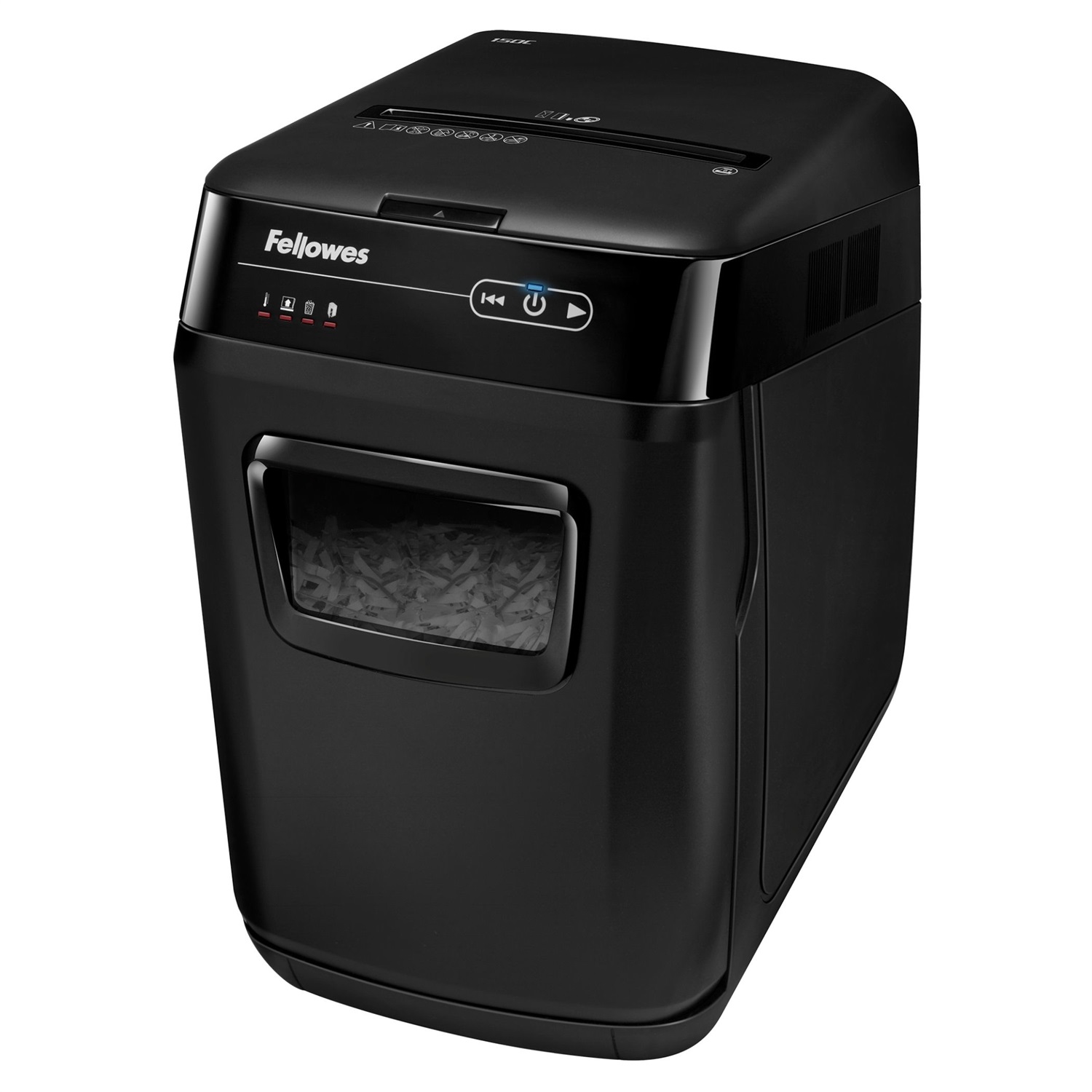 Fellowes AutoMax 150C Distruggidocumenti a Frammenti - Capacità 150 Fogli, Cestino da 32L, Tecnologia SureFeed, Nero