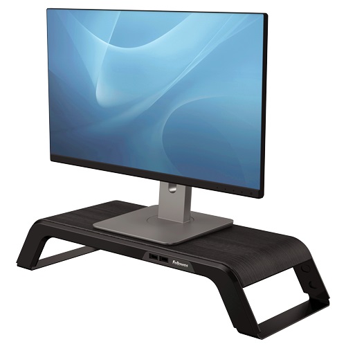 Fellowes 8060501 Supporto da Tavolo per TV a Schermo Piatto Nero con Regolazione Altezza - Capacità 18 kg