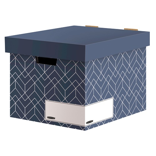 BANKERS BOX Décor - Scatola portaoggetti A4 blu ardesia, in cartone riciclato, resistente con coperchio e maniglie