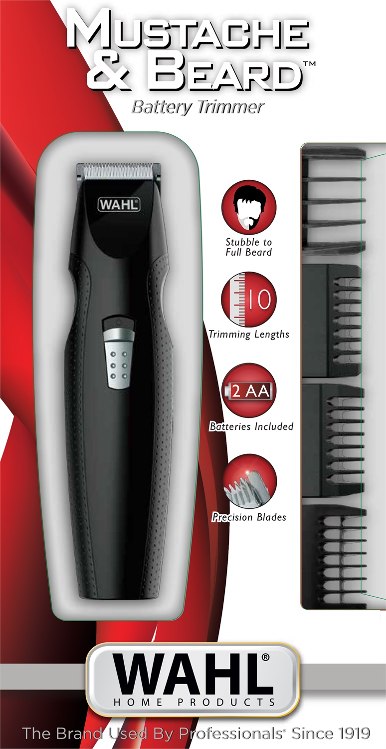 Wahl 5606-308 Regolabarba Mustache & Beard Combo - Rasoio Elettrico a Batteria, 9 cm, Nero