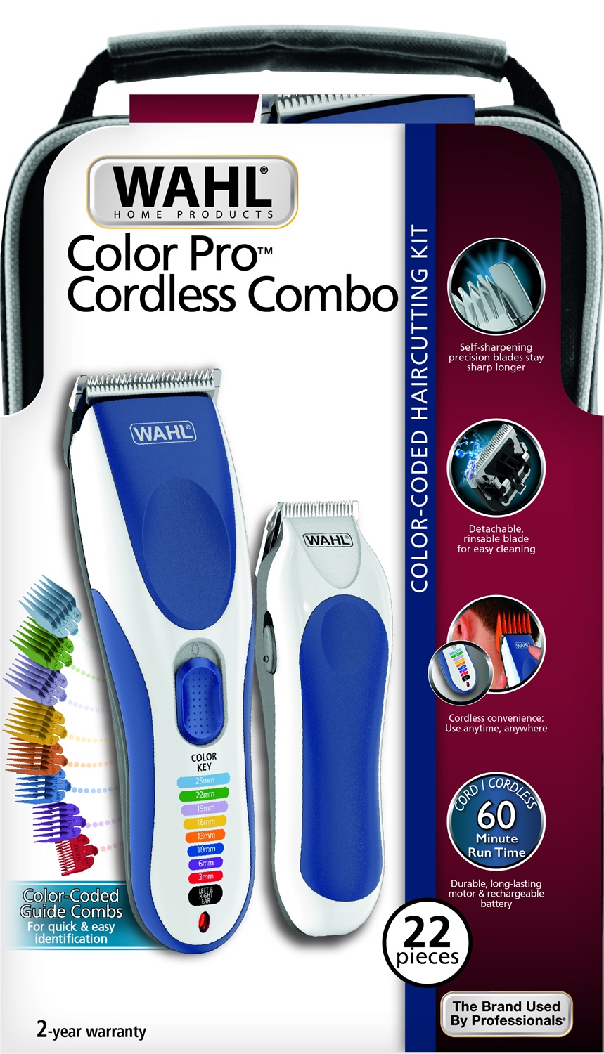 Wahl Color Pro Cordless Tagliacapelli Elettrico Senza Filo con Batteria Ricaricabile, 8 Pettini Guida Colorati e Lama Lavabile