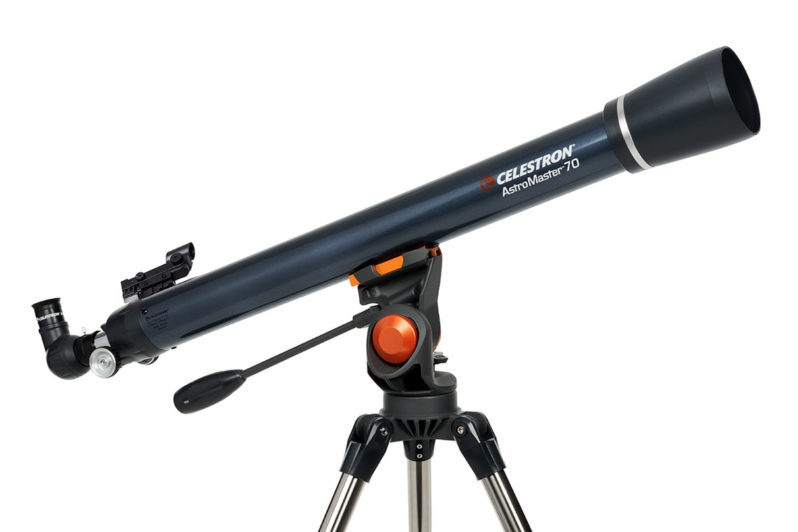 Celestron Telescopio Astromaster 70AZ Deluxe - Rifrattore 70mm con Filtro Lunare e Adattatore Smartphone, Lunghezza Focale 900mm, Treppiede in Acciaio