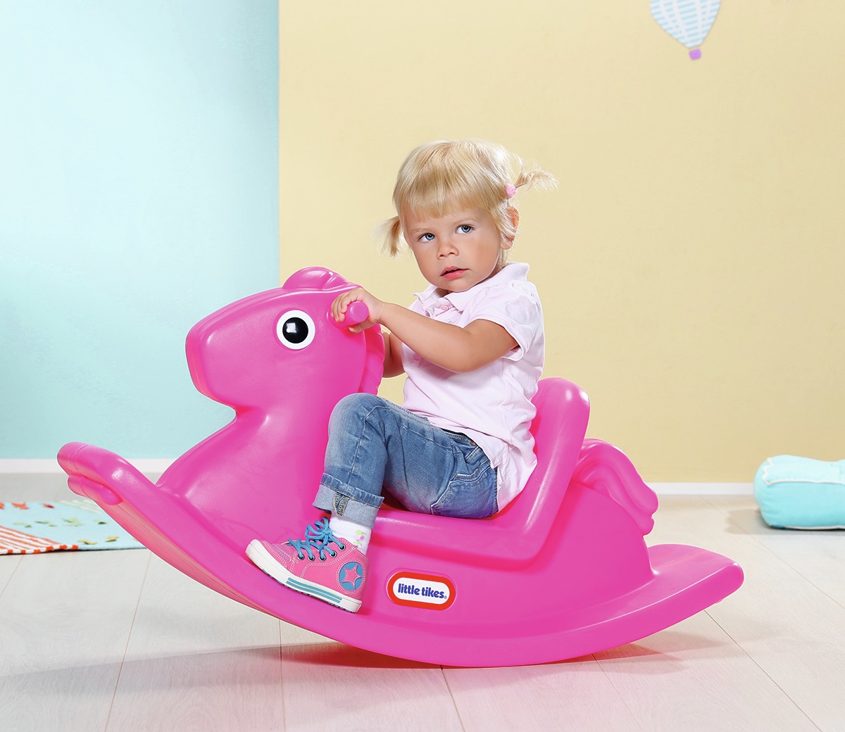 Little Tikes Cavallino a Dondolo Magenta - Giocattolo Cavalcabile in Plastica con Maniglie e Sedile Stabile per Bambini da 12 Mesi
