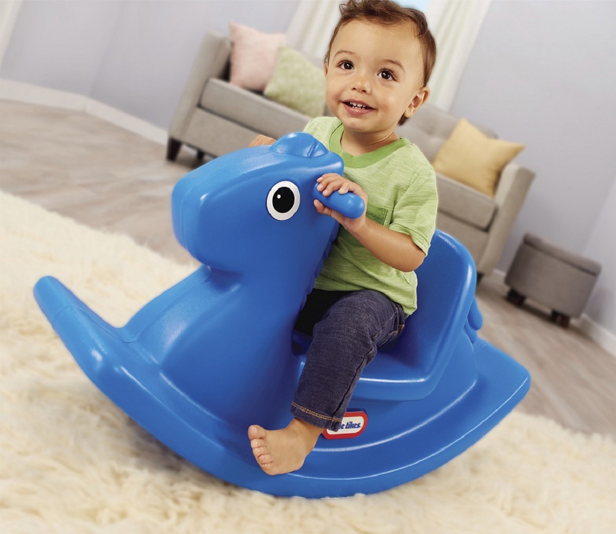 Little Tikes Cavallino a Dondolo Blu - Gioco Attivo con Maniglie e Sedile Stabile per Sicurezza - Resistente per Interno ed Esterno - Età: 18 Mesi
