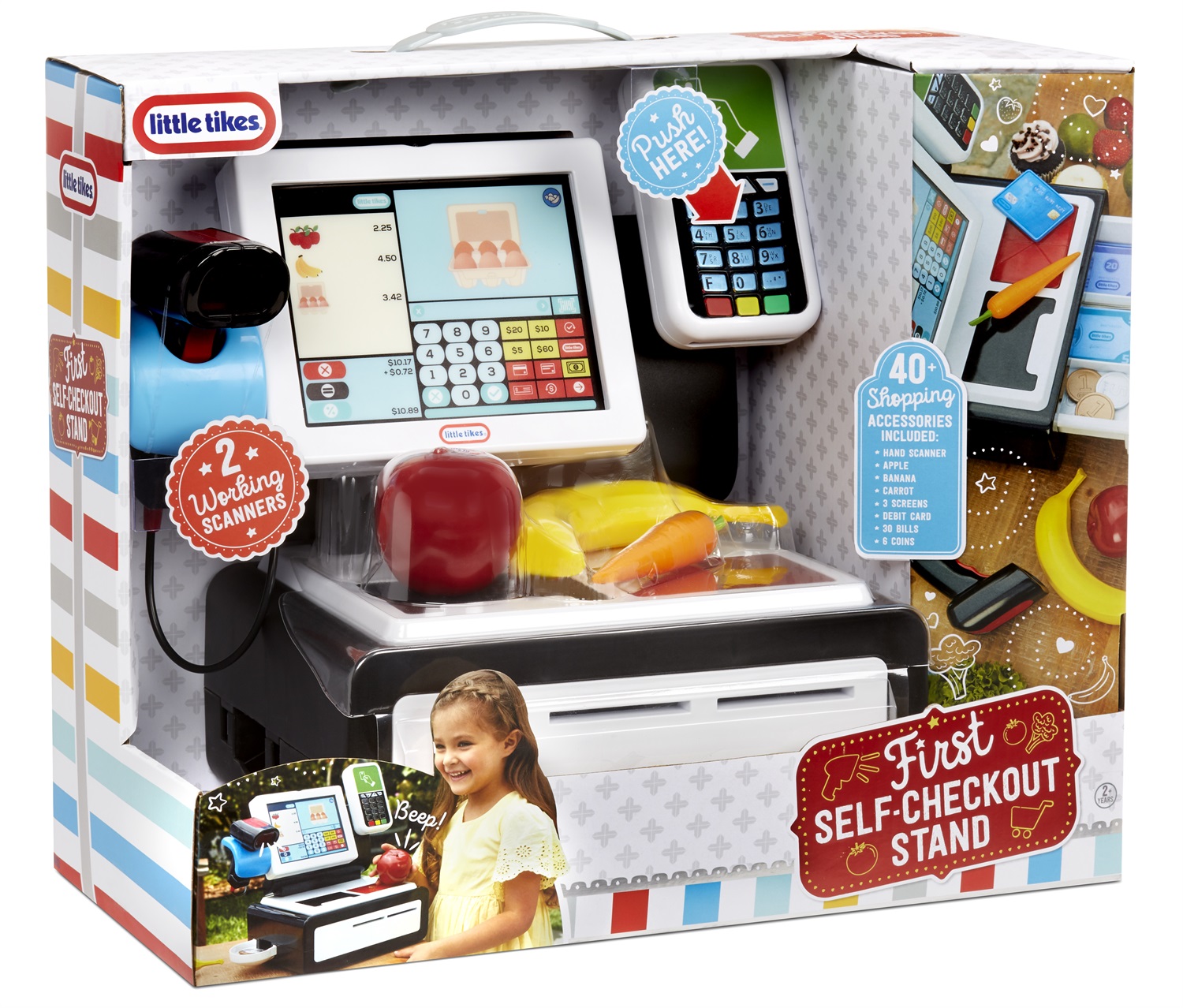 Little Tikes First Self Checkout Stand - Registratore di Cassa Giocattolo con Luci e Suoni, 15 Accessori Inclusi, Gioco d'Imitazione per Bambini dai 3 Anni