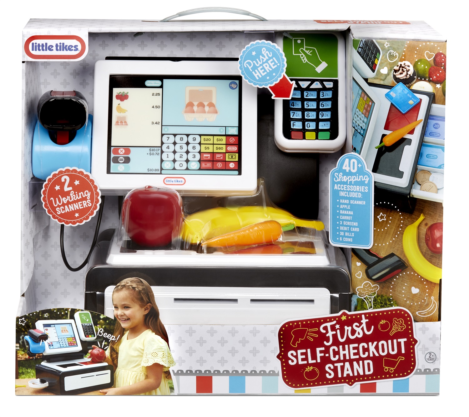 Little Tikes First Self Checkout Stand - Registratore di Cassa Giocattolo con Luci e Suoni, 15 Accessori Inclusi, Gioco d'Imitazione per Bambini dai 3 Anni