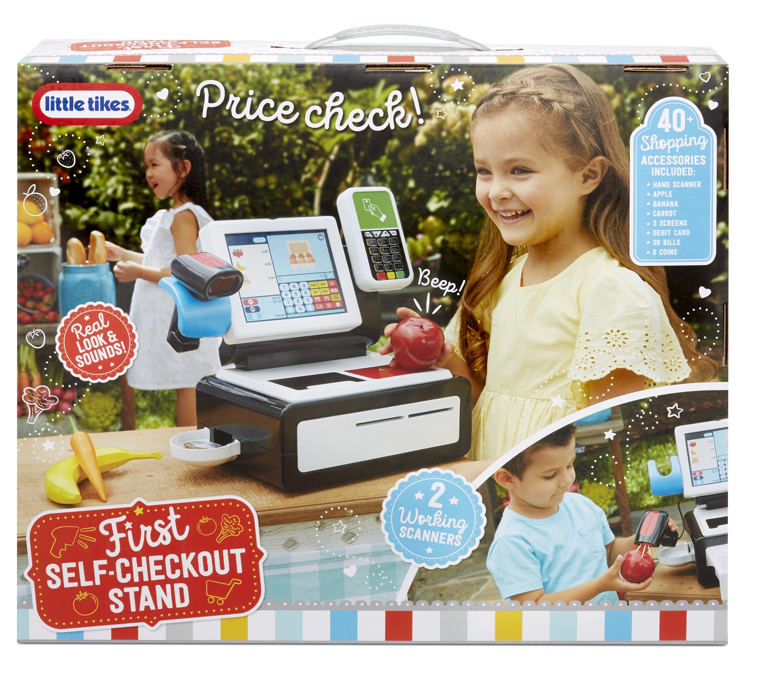 Little Tikes First Self Checkout Stand - Registratore di Cassa Giocattolo con Luci e Suoni, 15 Accessori Inclusi, Gioco d'Imitazione per Bambini dai 3 Anni