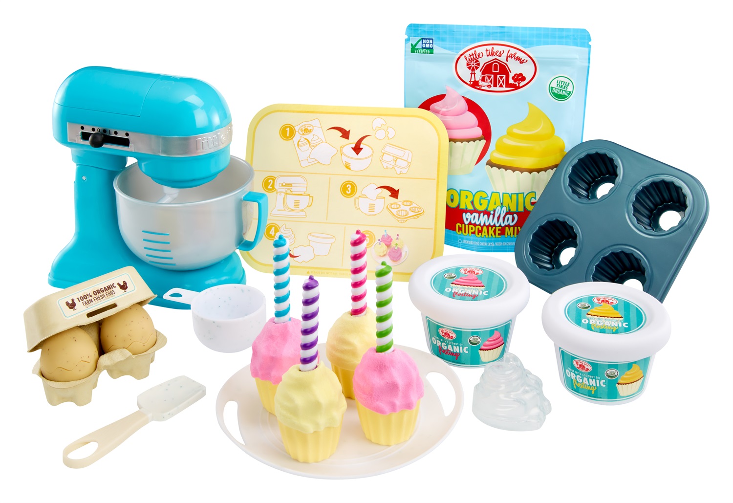 Little Tikes Creative Chefs Baker's Kit - Set da Panettiere Realistico con Mixer Funzionante e Sabbia Modellabile, 20 Accessori, Età 3 , Non Commestibile