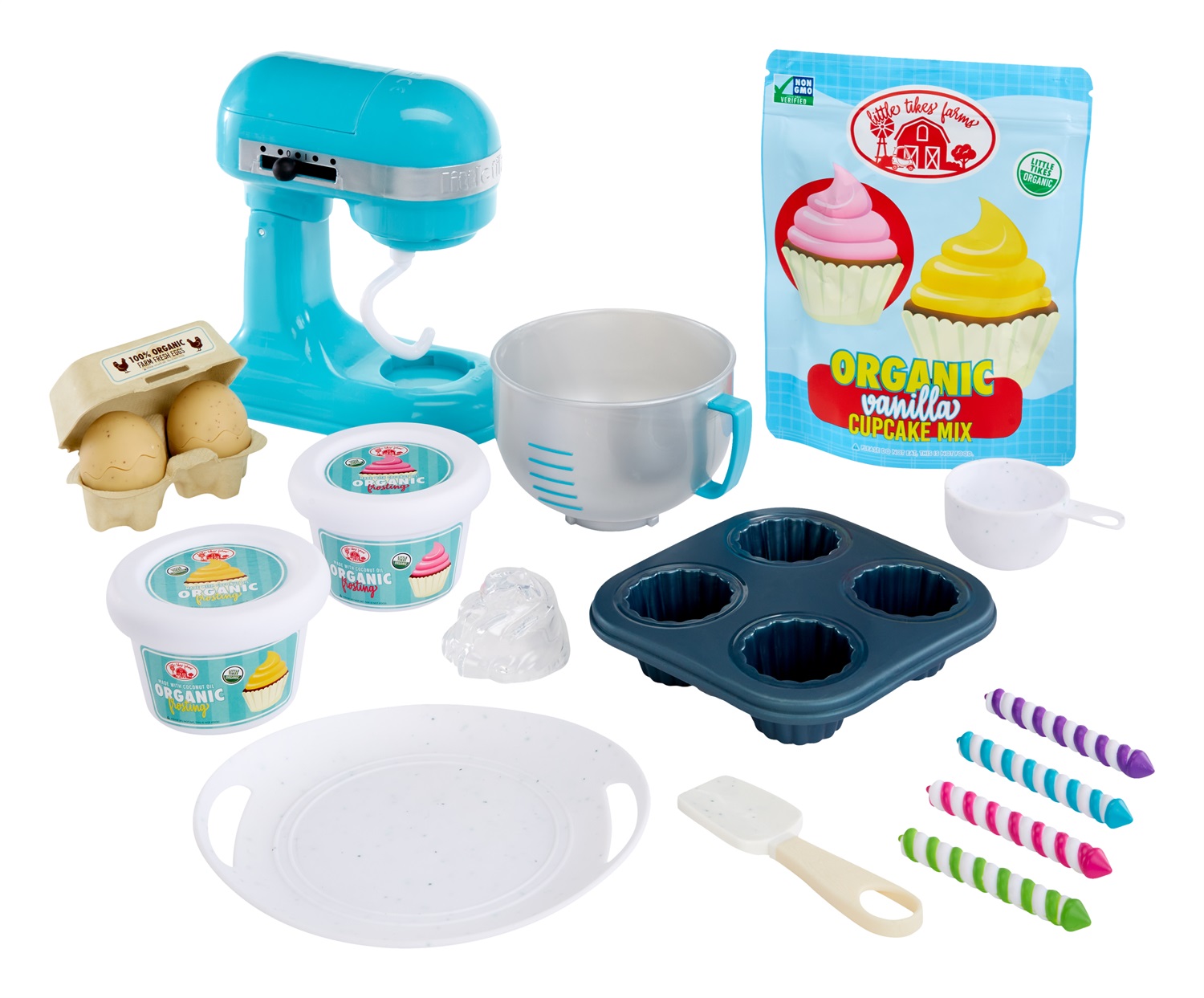Little Tikes Creative Chefs Baker's Kit - Set da Panettiere Realistico con Mixer Funzionante e Sabbia Modellabile, 20 Accessori, Età 3 , Non Commestibile