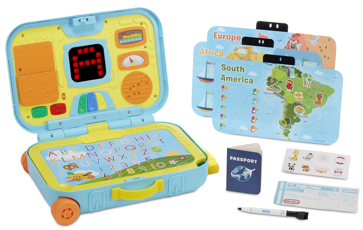 Little Tikes Valigetta Apprendimento Learn & Play - Giocattolo interattivo con mappe, passaporto e schermo LCD per bambini dai 2 anni