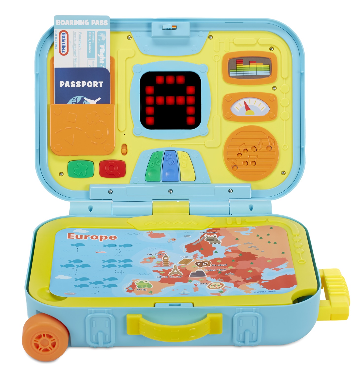 Little Tikes Valigetta Apprendimento Learn & Play - Giocattolo interattivo con mappe, passaporto e schermo LCD per bambini dai 2 anni