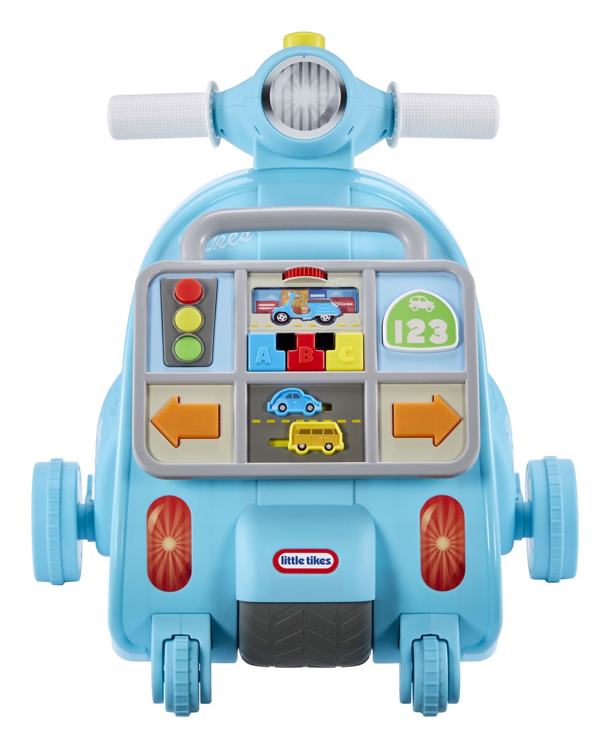 Little Tikes Learn & Play Girello per Bambini con Effetti Sonori, Pannello Attività Staccabile e Tema Guida - Età 9-36 Mesi