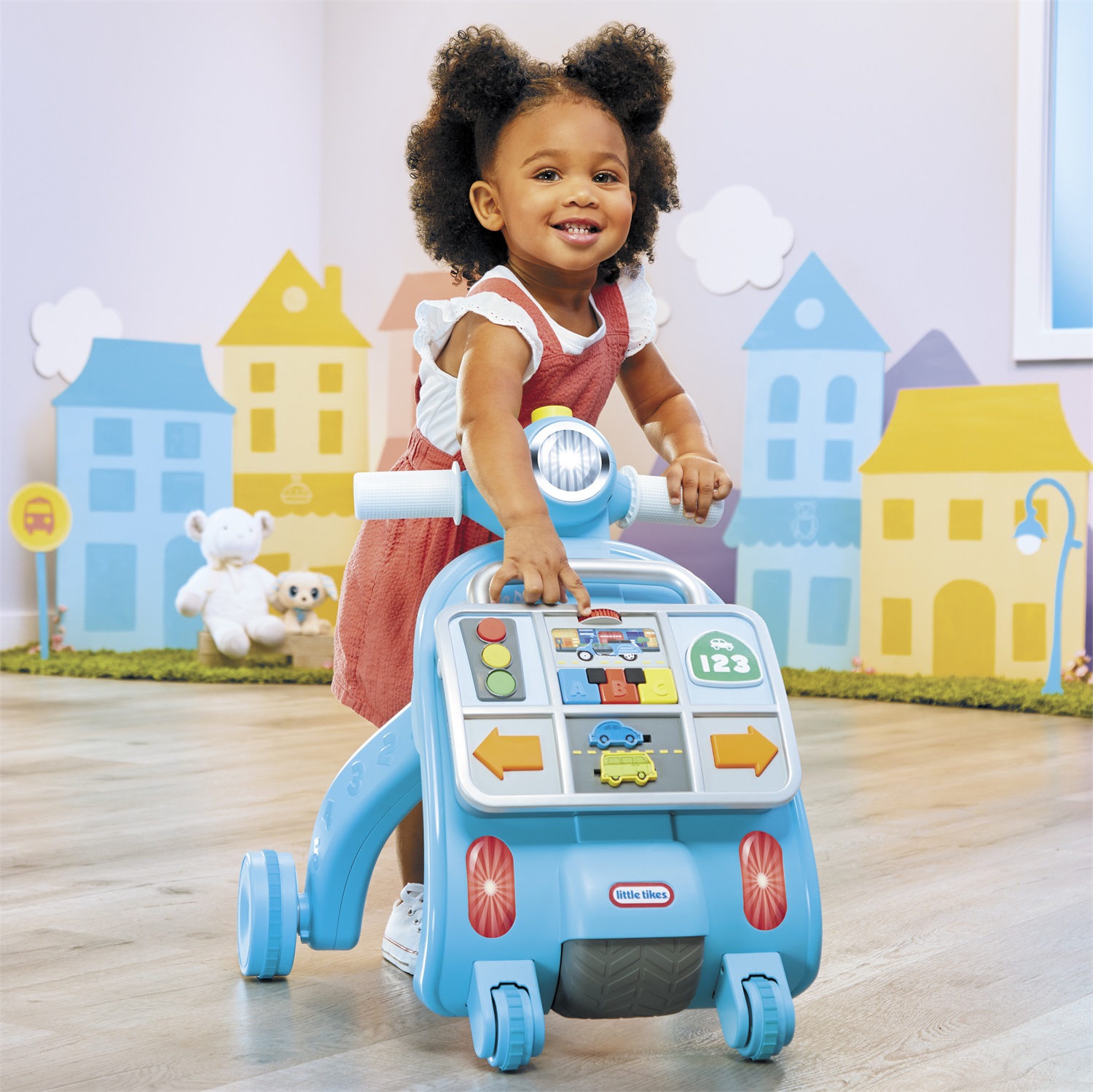 Little Tikes Learn & Play Girello per Bambini con Effetti Sonori, Pannello Attività Staccabile e Tema Guida - Età 9-36 Mesi