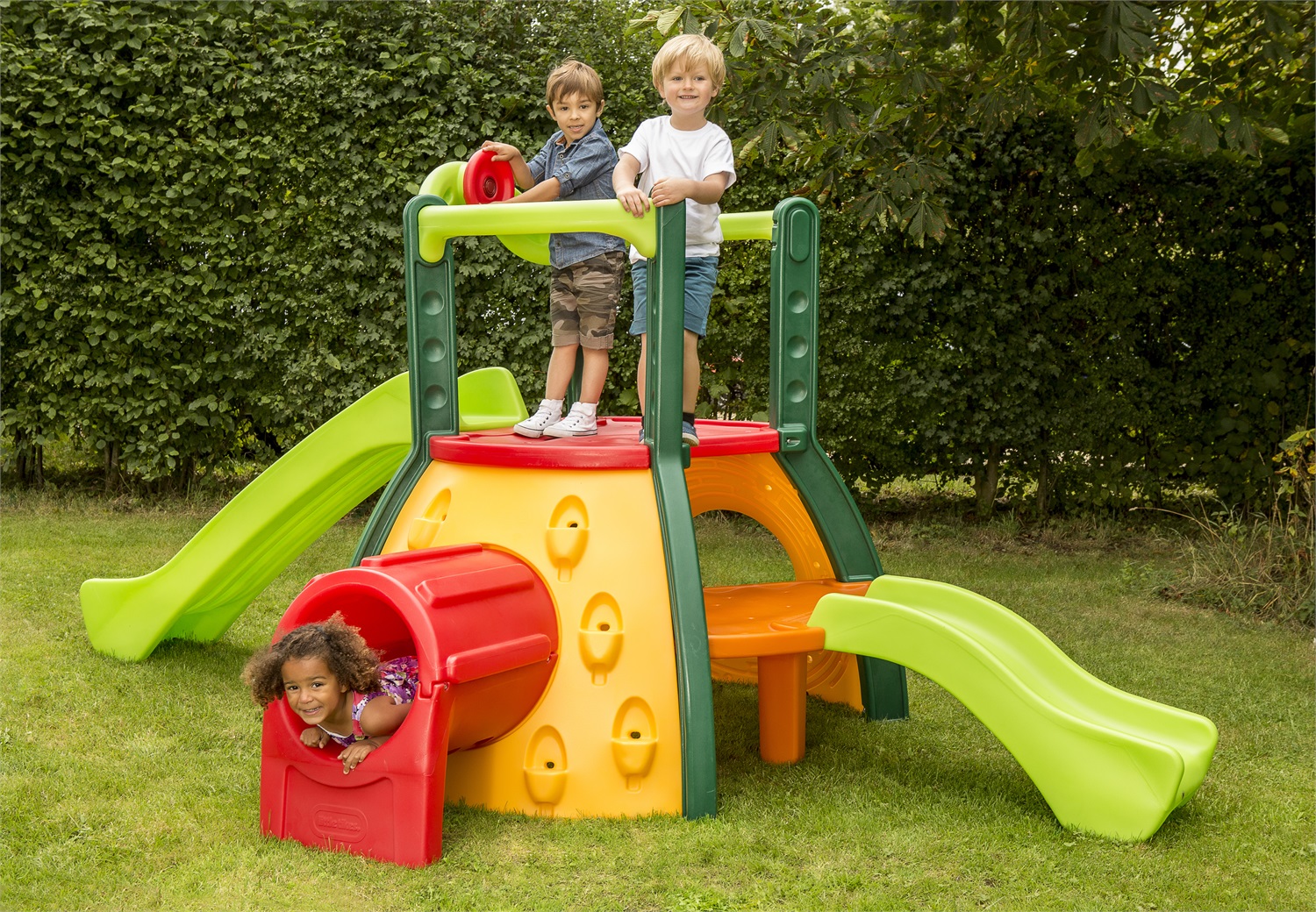 Little Tikes Double Decker Super Slide Climber - Gioco Bambini da Giardino con 2 Scivoli, Tunnel e Parete per Arrampicarsi - Età 3