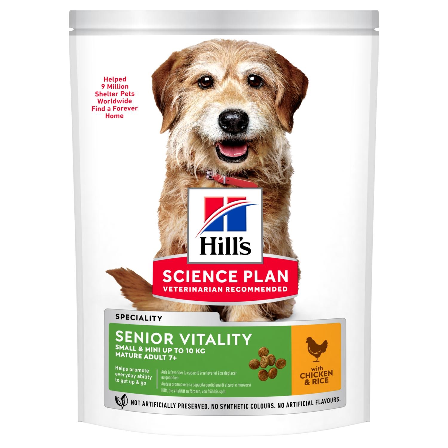 Hill's Science Plan Senior Vitality Small & Mini 7 Cibo Secco per Cani con Pollo e Riso - 1,5 kg
