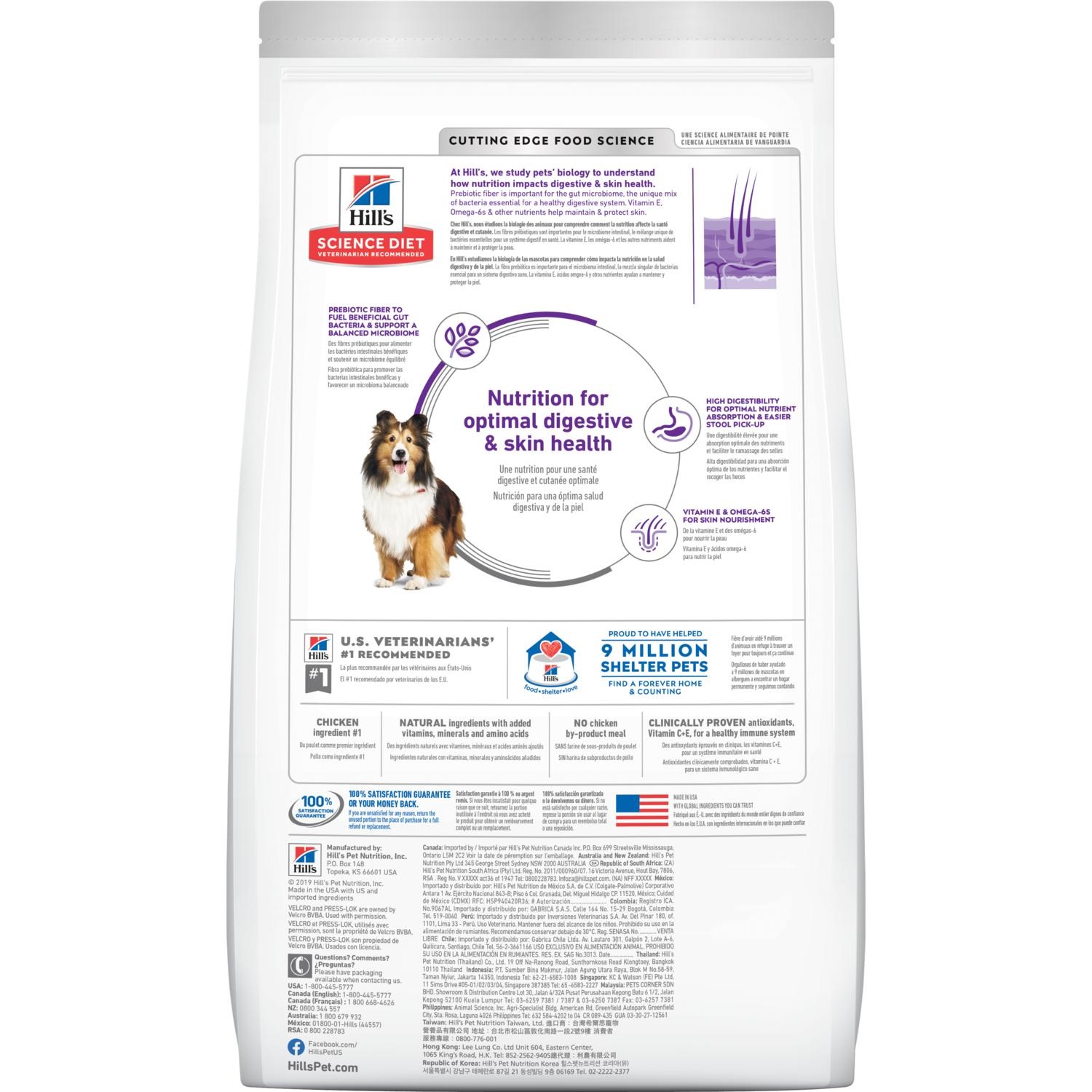 Hill's Science Plan Adult Sensitive Stomach & Skin Medium con Pollo - 14 kg per Cani Adulti