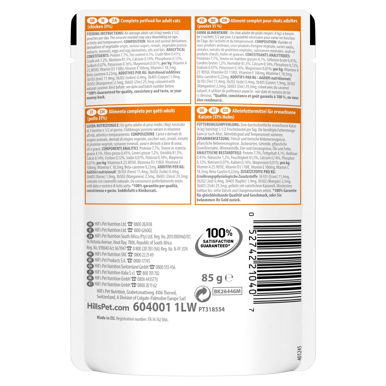 Hills 604003 cibo umido per gatti 85 g