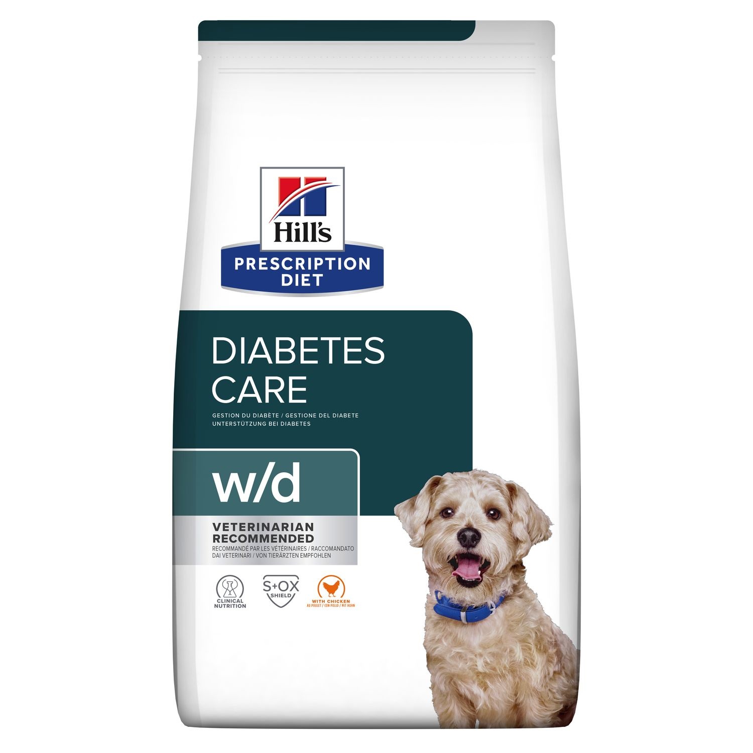 Hill's Prescription Diet W/D Diabetes Care Crocchette Secche per Cani con Pollo - 1,5 kg