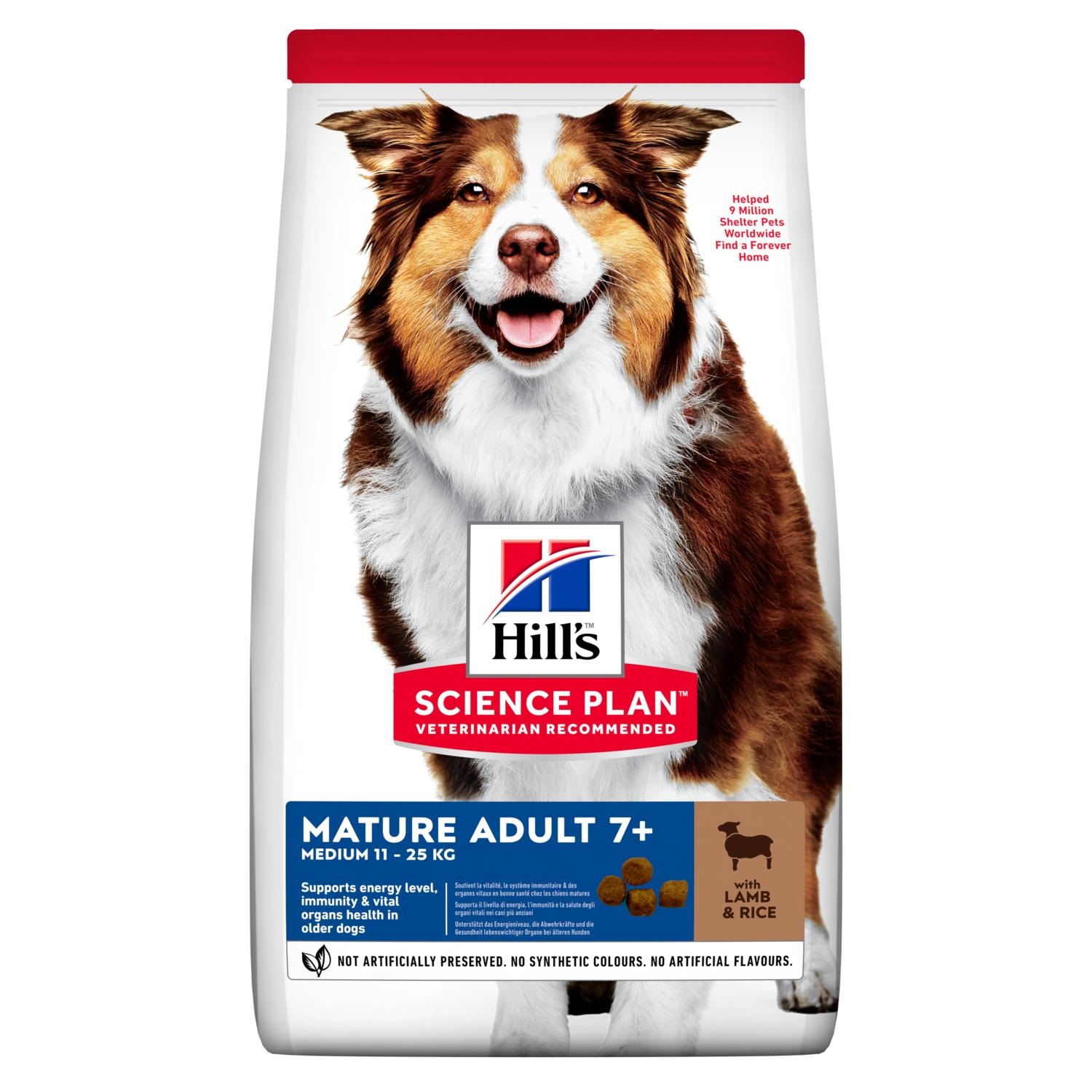 Hill's Science Plan Alimento Secco Completo per Cani Mature Adult 7 Medium con Agnello e Riso - Sacco da 12 kg