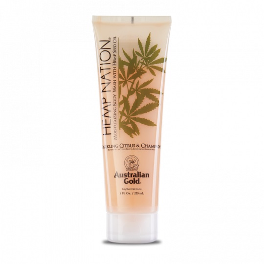 Australian Gold Hemp Nation Sparkling Citrus & Champagne Body Wash 235 ml - Gel doccia idratante con Omega 3 e Omega 6, non lava via l'abbronzatura
