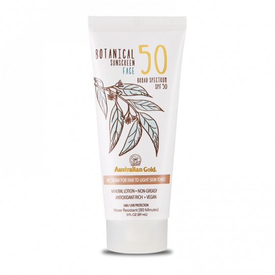 Australian Gold Botanical Tinted Face Mineral Lotion SPF 50 - Crema Solare Viso Light 88 ml, BB Cream e Anti Age