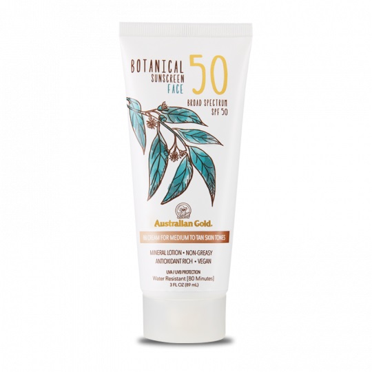 Australian Gold Crema Viso Tinta Botanica SPF 50 - Medium, 88 ml, Protezione Solare e BB Cream per Pelli Sensibili