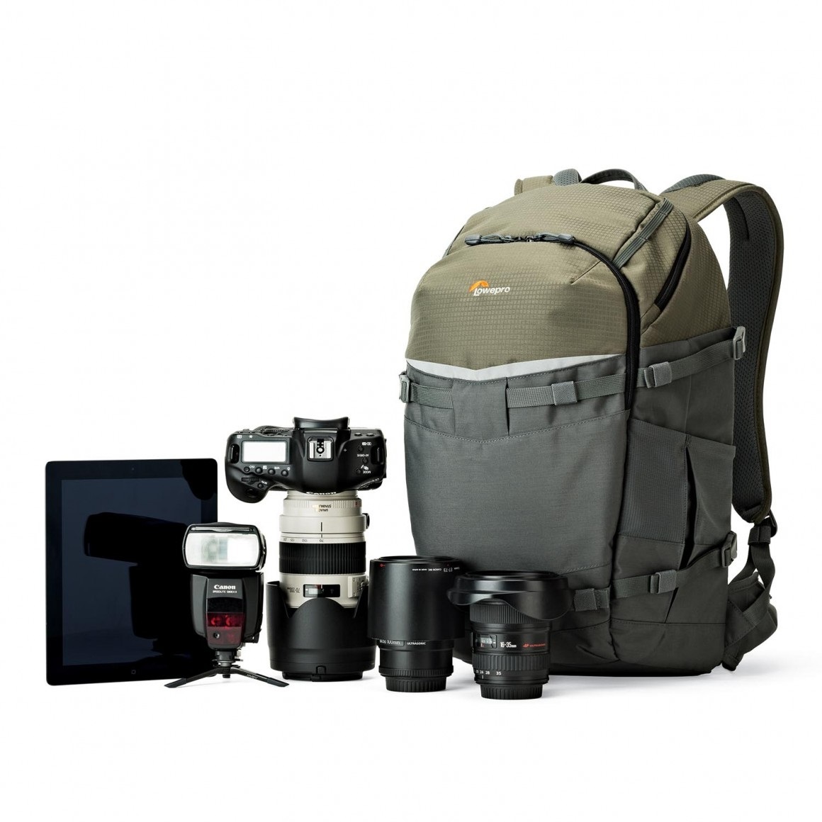 Lowepro Flipside Trek BP 450 AW Zaino Verde e Grigio per Fotografia Outdoor, Capacità 21 Litri