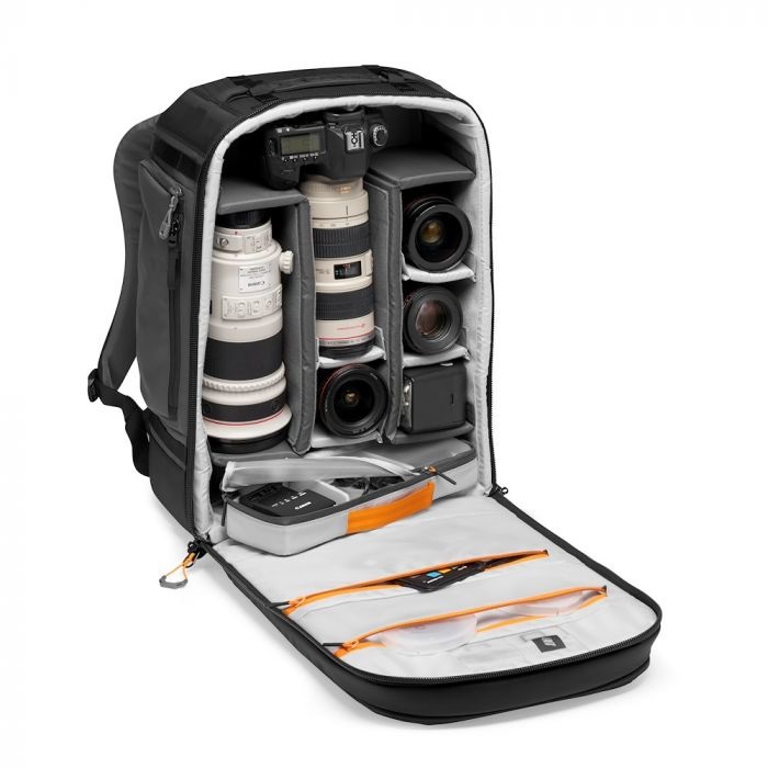 Lowepro Pro Trekker BP 450 AW II Zaino Fotografico Nero/Grigio Scuro con Divisori MaxFit per Laptop/iPad 15, Compatibile con Mirrorless e DSLR