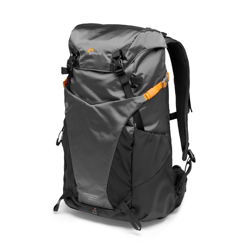 Lowepro PhotoSport BP 24L AW III - Zaino Fotografico da Hiking con Accesso Laterale, Inserto Rimovibile per Fotocamera Mirrorless, Sistema di Cinghie, Compatibile con Sony α7, Nero e Grigio