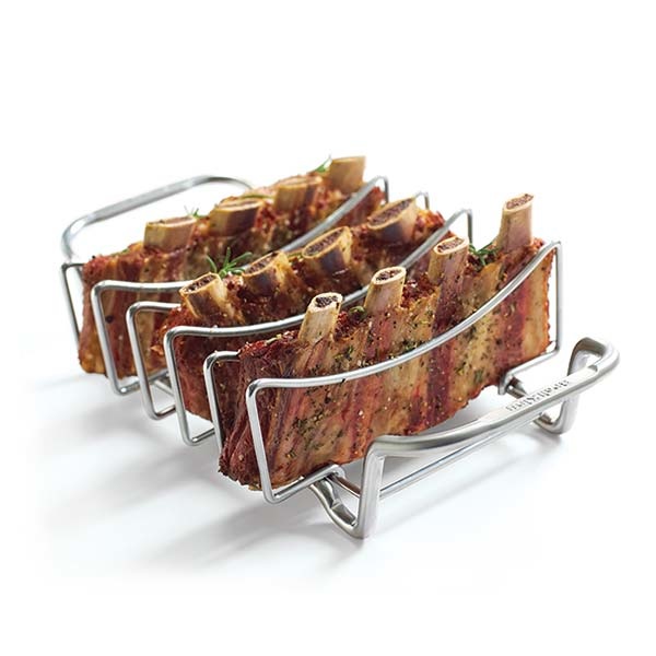 Broil King 62602 - Supporto per Barbecue in Acciaio Inox, Multifunzionale con Maniglie, per Costine e Arrosti