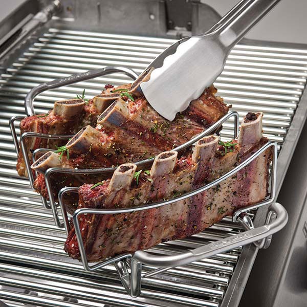 Broil King 62602 - Supporto per Barbecue in Acciaio Inox, Multifunzionale con Maniglie, per Costine e Arrosti