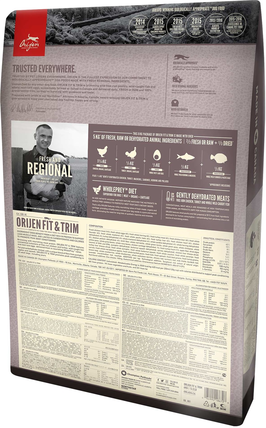 Orijen Fit&Trim 11,4 kg Adulto Pollo, Pesce, Tacchino