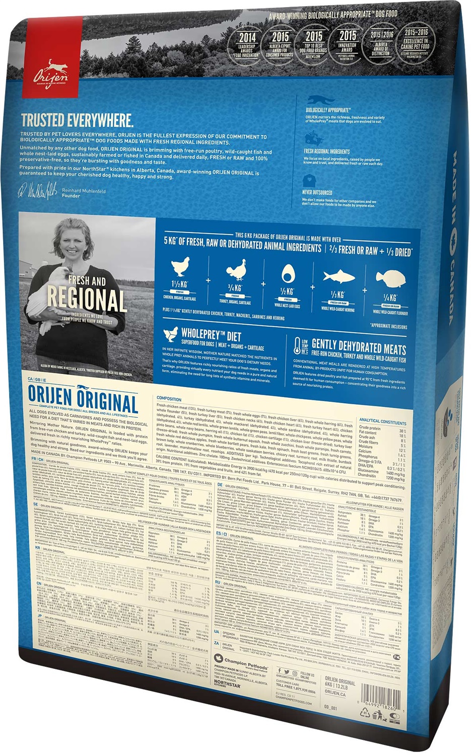 Orijen Original 11,4 kg Adulto Pollo, Pesce, Tacchino