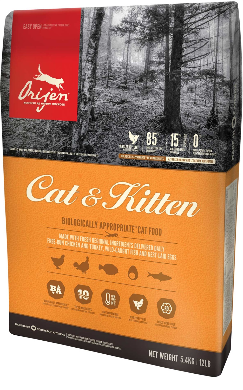 Orijen Cat & Kitten cibo secco per gatti 1,8 kg Gattino Pollo, Pesce, Tacchino