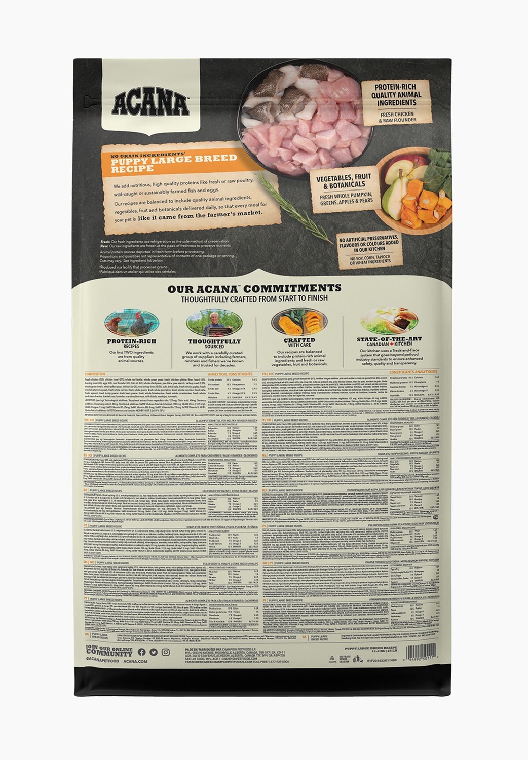 Acana Puppy Large Breed 17 kg - Cibo per Cuccioli con Mela, Pollo, Pera, Trinciapollo e Zucca, Senza Cereali