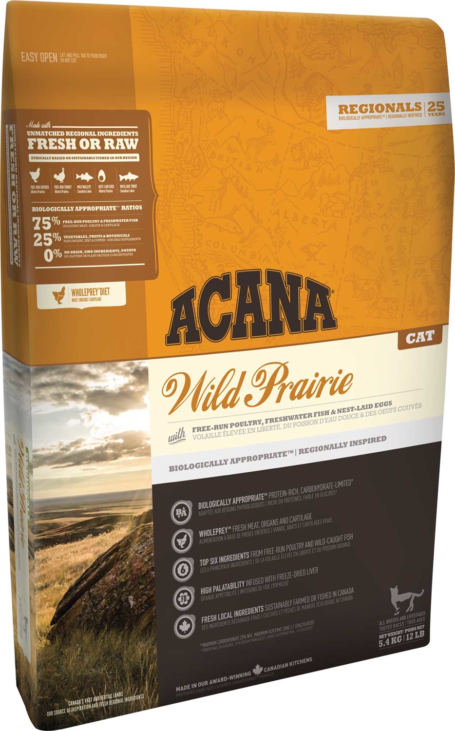 Acana Wild Prairie Cat Cibo Secco per Gatti 4,5 kg - Ricco di Pollo, Tacchino e Pesce, 70% Proteine Animali, Senza Cereali