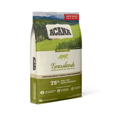 Acana Grasslands Cibo Secco per Gatti 1,8 kg - Pollo, Anatra, Tacchino e Quaglia, Senza Cereali
