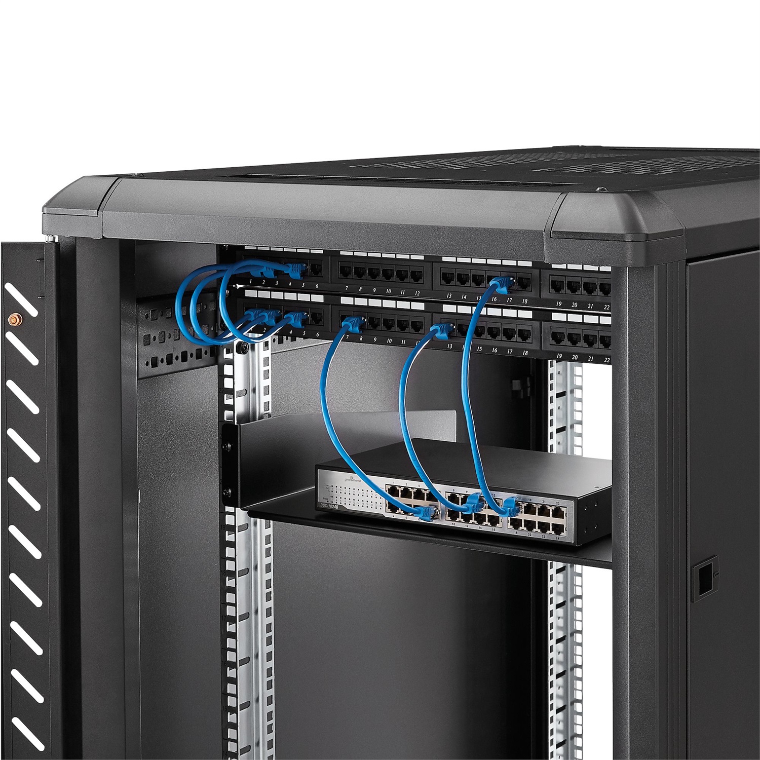 StarTech.com Scaffale Server Rack 2U Universale 19 in Acciaio Nero - Capacità 20 kg e Vassoio Profondo 41 cm