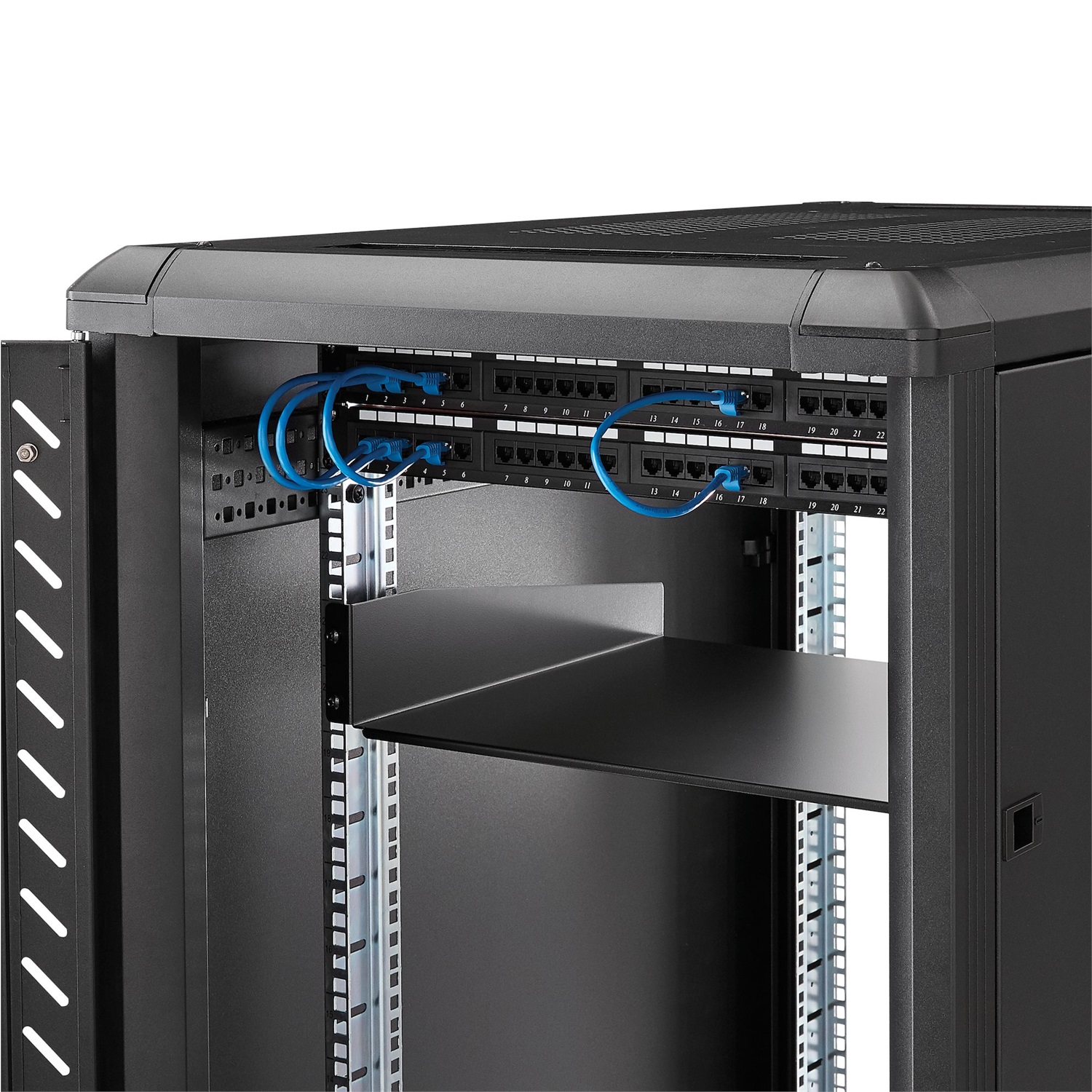 StarTech.com Scaffale Server Rack 2U Universale 19 in Acciaio Nero - Capacità 20 kg e Vassoio Profondo 41 cm
