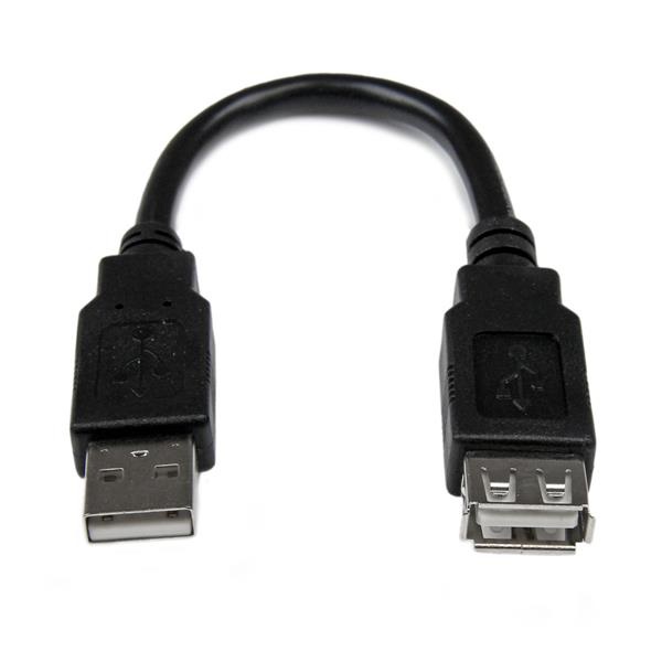StarTech.com Cavo di estensione USB 2.0 da 15 cm A ad A - M/F, Nero, Spedizione Gratuita
