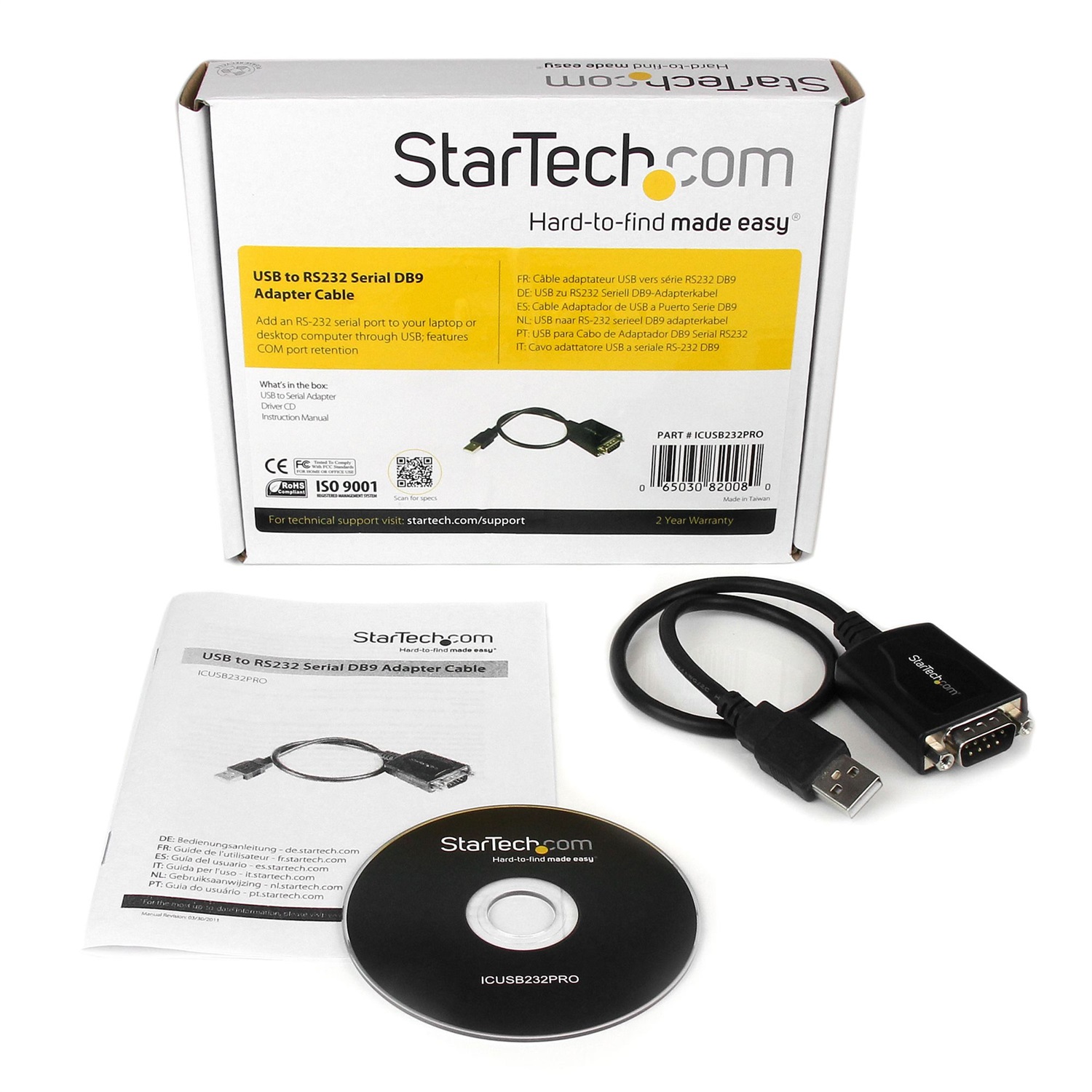 StarTech.com Cavo adattatore USB a seriale RS-232 DB9 30 cm - Interfaccia COM, Nero, Compatibile con Mac OS X 13.0, Velocità fino a 920 Kbps