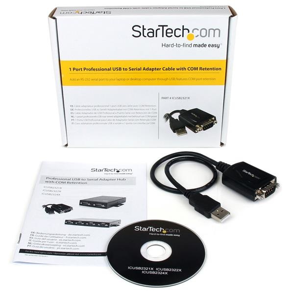 StarTech.com Cavo Adattatore USB 2.0 a Seriale RS232 DB9 con interfaccia COM - Adattatore professionale USB a DB9 / RS232 ad 1 porta, DB-9, USB 2.0 A, 0,42 m, Nero