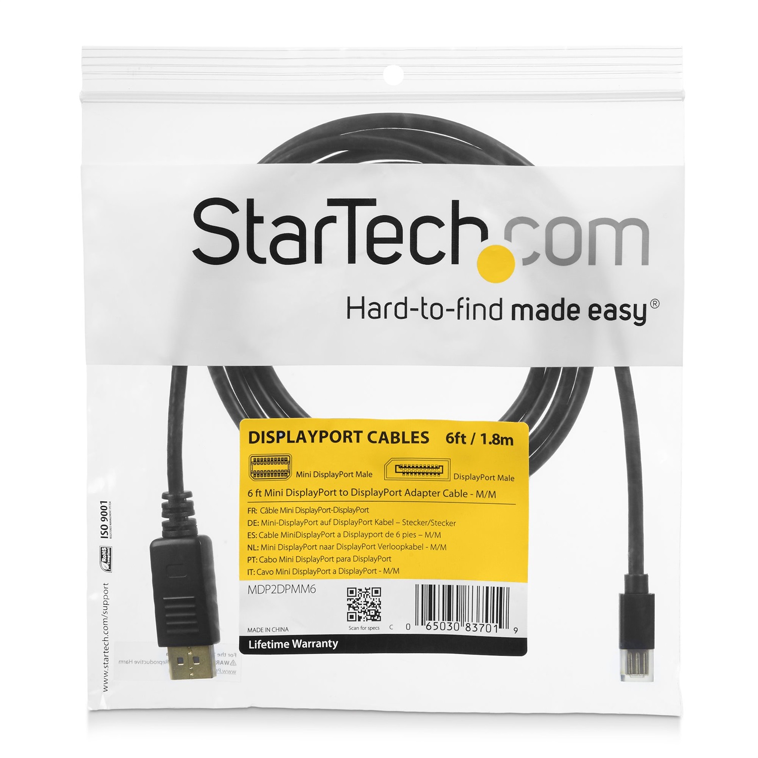 StarTech.com Cavo Mini DisplayPort a DisplayPort 1.2 da 1.8m - Cavo Adattatore 4K x 2K UHD - Connettori Mini DP a DP Maschio