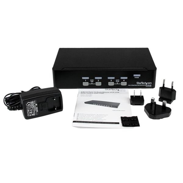 StarTech.com Switch KVM USB 4 porte, montabile a rack 1U con OSD - Controlla fino a 4 computer da un'unica postazione