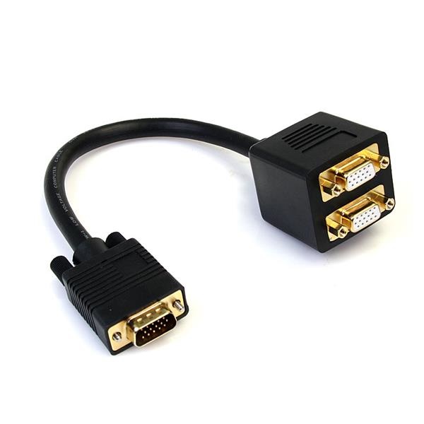 StarTech.com Cavo Sdoppiatore VGA a 2 uscite - Cavo Y splitter VGA M/F da 30 cm, 0,3 m, 2 x VGA (D-Sub), Nero