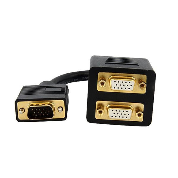 StarTech.com Cavo Sdoppiatore VGA a 2 uscite - Cavo Y splitter VGA M/F da 30 cm, 0,3 m, 2 x VGA (D-Sub), Nero