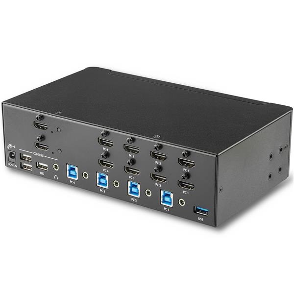 StarTech.com Switch KVM a 4 Porte HDMI - 4K 30Hz - Doppio Display - USB Tastiera e Mouse - Risoluzione 3840 x 2160 Pixel - Montaggio Rack