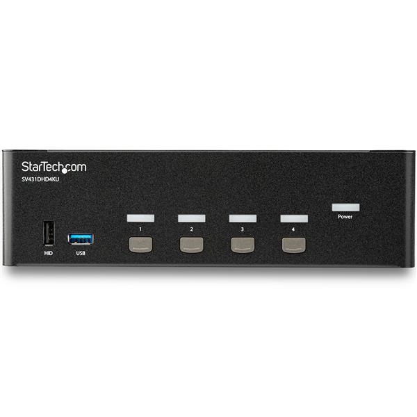 StarTech.com Switch KVM a 4 Porte HDMI - 4K 30Hz - Doppio Display - USB Tastiera e Mouse - Risoluzione 3840 x 2160 Pixel - Montaggio Rack