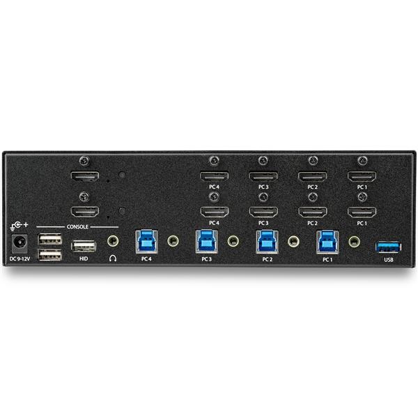StarTech.com Switch KVM a 4 Porte HDMI - 4K 30Hz - Doppio Display - USB Tastiera e Mouse - Risoluzione 3840 x 2160 Pixel - Montaggio Rack
