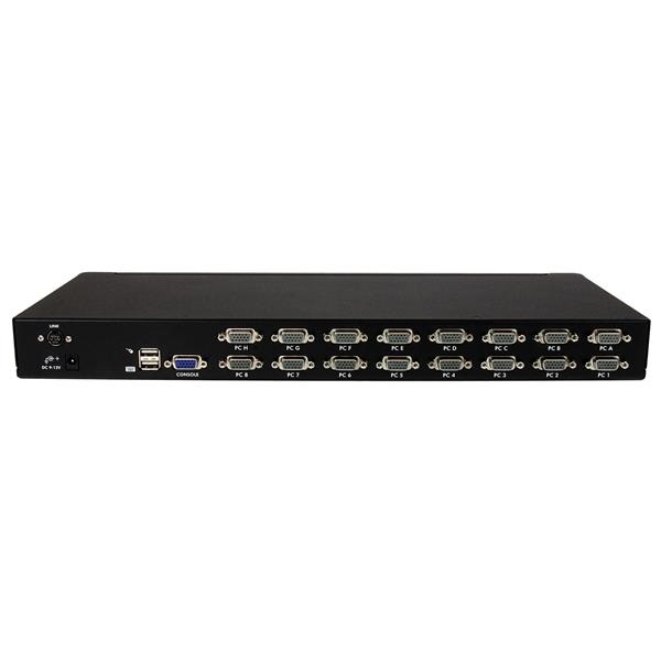 StarTech.com Kit Switch KVM USB Montabile a Rack 1U 16 Porte con Funzione OSD, Risoluzione 1920 x 1440 Pixel, Colore Nero, Include Cavi e Tastiera Tedesca [SV1631DUSBUK]